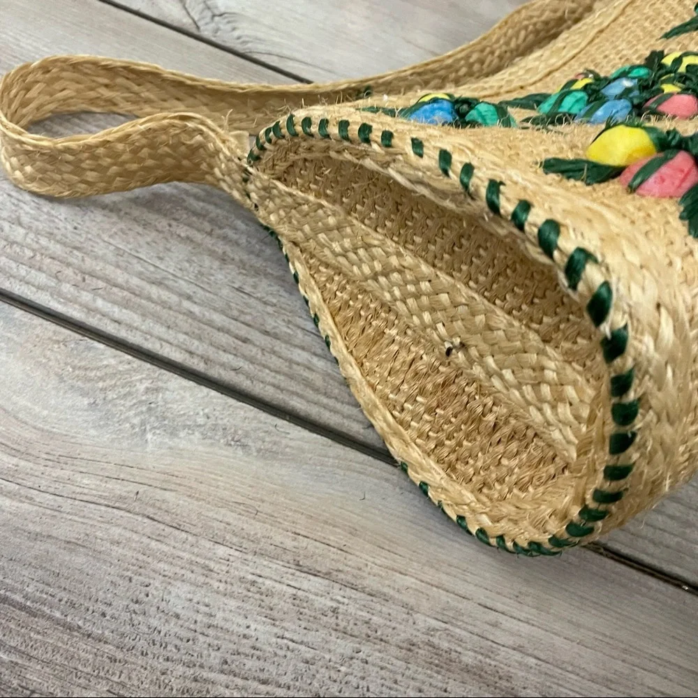 Vintage Multicolor Woven Straw Shoulder Bag - Picture 5 of 11